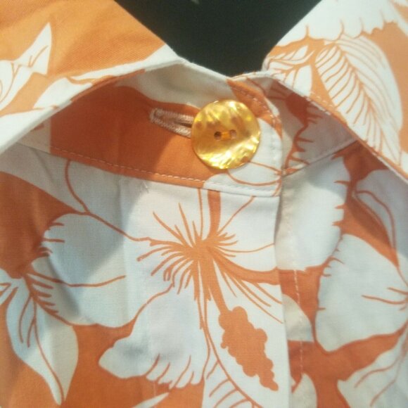 Harper Greer Women's Button Down Tunic Top 3/4 Sleeves Floral Orange Size XXL - Picture 5 of 10